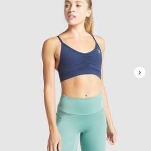 Navy ruched gymshark bra | M